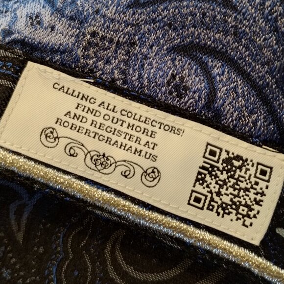 Robert Graham Limited Edition Silk Blue Paisley Shirt Size L - Picture 10 of 14